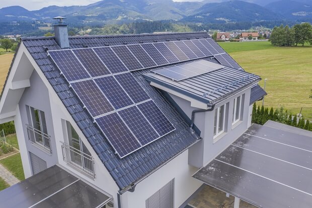 solar panels systems on tile roof